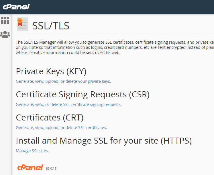 Manage SSL site